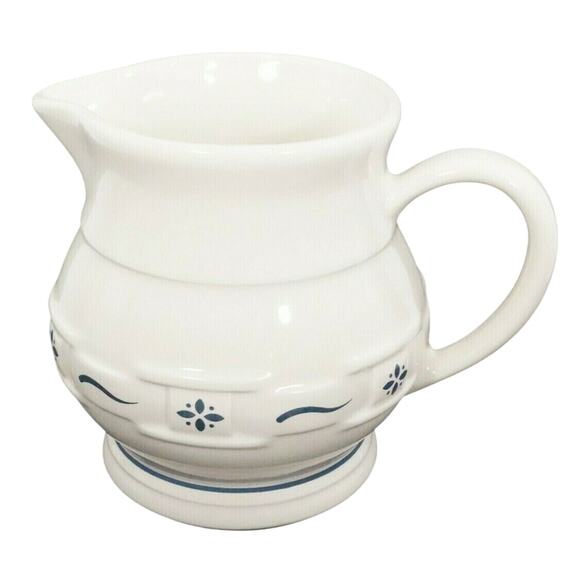 Longaberger Pottery Woven Traditions Classic Blue Juice Pitcher 1 Quart 5.5" - Picture 2 of 8